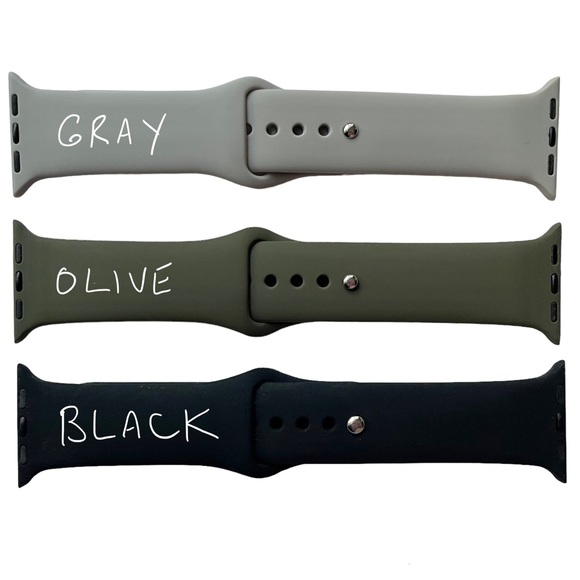 NEW 3 Silicone Sport Band Bundle Apple Watch 38/40/41mm M/L Black Olive Gray - Picture 2 of 7